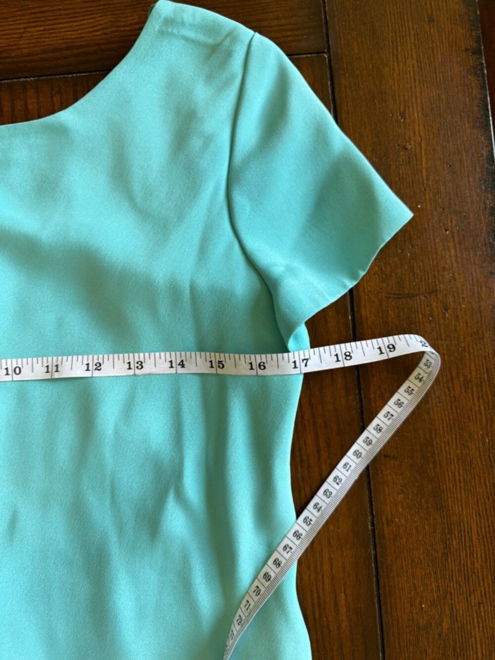 Vintage Jones New York Aqua Dress Slip Silk Vneck Satin Lightweight Short 10 - Picture 7 of 9